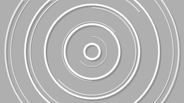 Concentric circles animation displays clean vector rings with soft shadows. Minimalist abstract geometric telemetry guides concentric circles. Graphic depth forms circles.