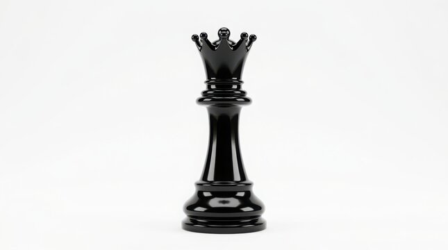 Shiny black queen chess piece standing tall