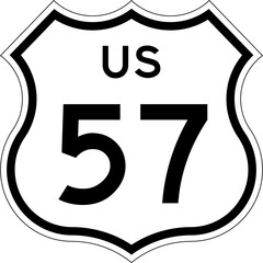 Blank US Route 57 Shield Emblem Road Sign Vector Illustration © Georgina Luvandwa