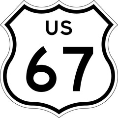 Blank US Route 67 Shield Emblem Road Sign Vector Illustration © Georgina Luvandwa