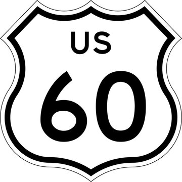 Blank US Route 60 Shield Emblem Road Sign Vector Illustration