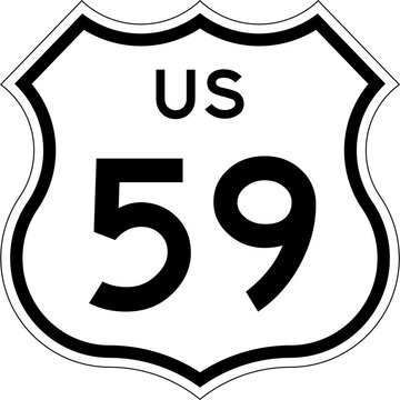 Blank US Route 59 Shield Emblem Road Sign Vector Illustration