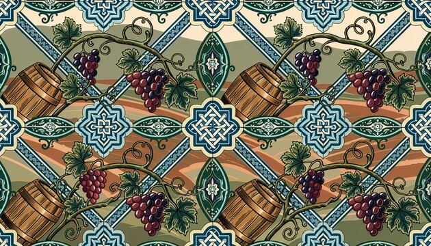 Portugal wine region vector background