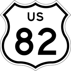 Blank US Route 82 Shield Emblem Road Sign Vector Illustration © Georgina Luvandwa