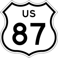 Blank US Route 87 Shield Emblem Road Sign Vector Illustration © Georgina Luvandwa