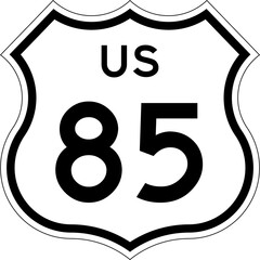 Blank US Route 85 Shield Emblem Road Sign Vector Illustration © Georgina Luvandwa