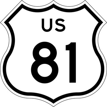 Blank US Route 81 Shield Emblem Road Sign Vector Illustration