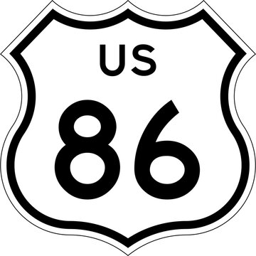 Blank US Route 86 Shield Emblem Road Sign Vector Illustration