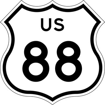 Blank US Route 88 Shield Emblem Road Sign Vector Illustration