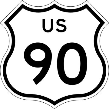 Blank US Route 90 Shield Emblem Road Sign Vector Illustration