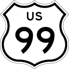 Blank US Route 99 Shield Emblem Road Sign Vector Illustration © Georgina Luvandwa