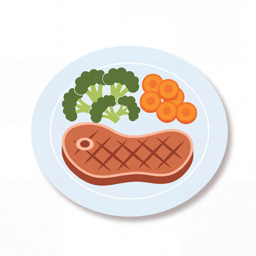 steak and vegetables on a plate illustration 