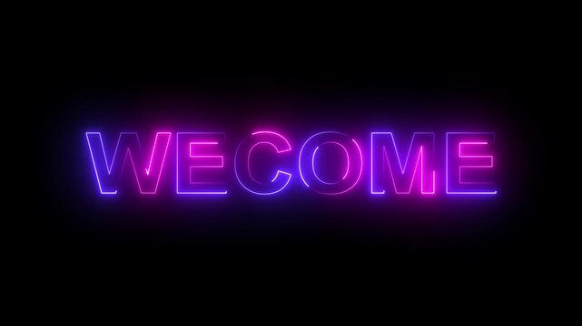 welcome neon animated text welcome sign advertising neon cafe karaoke live music 4k.