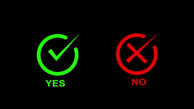 Check and Cross Motion Graphics HD. Yes and No symbols Isolated Background. Check and Uncheck, Printed Yes and No symbols choice.