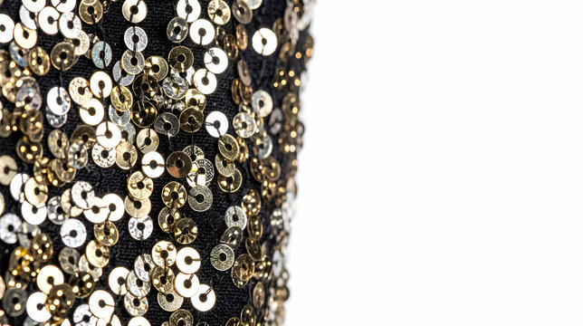 Sequined fabric with gold and silver sparkles on black