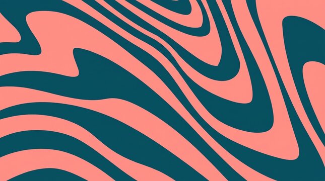 Vibrant teal and salmon pink swirling liquid marble abstract wave background pattern.