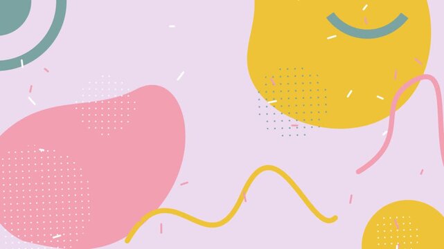 Abstract Motion Background with Memphis Style Shapes and Pastel Colors