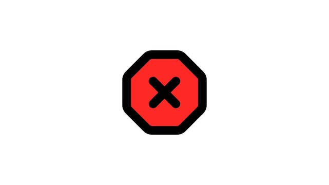 Red octagon error icon with black X symbol