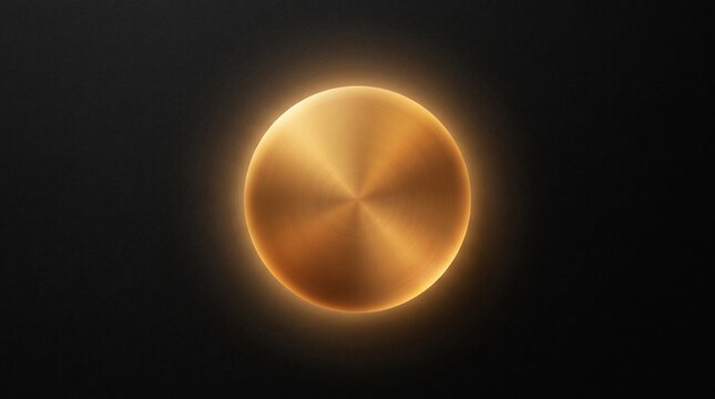 Glowing golden circular disc on a dark textured background