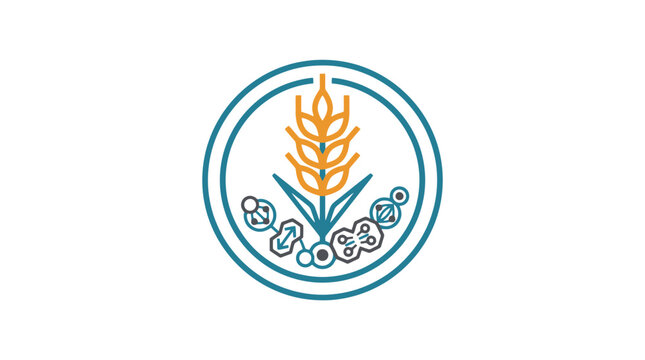 Smart agriculture logo featuring a wheat stalk and technology circuit nodes inside a circle