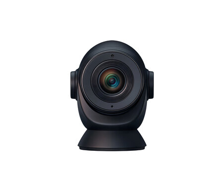 Sleek black camera with zoom lens and adjustable base