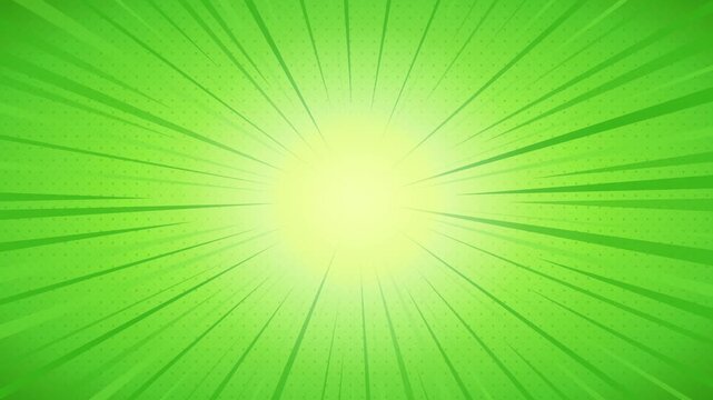 Green comic book style background with radial speed lines and halftone dots