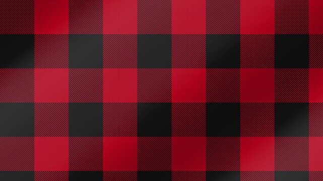 Buffalo plaid pattern flannel in red and black sliding sideways beneath deep folds, loop