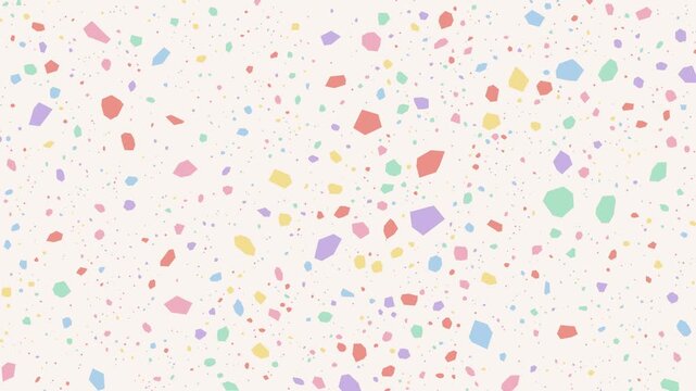 Pastel terrazzo pattern with chips swelling in a wave on an off-white background, seamless loop