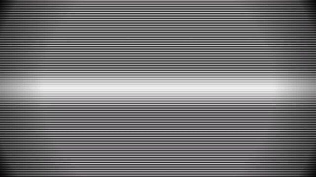 A bright CRT overlay featuring a single downward tracking wave, corner vignettes, and a subtle, soft flickering effect on the static scanlines to emulate gentle analog instability.