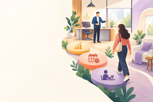 Phased return to work and flexible workplace transition concept