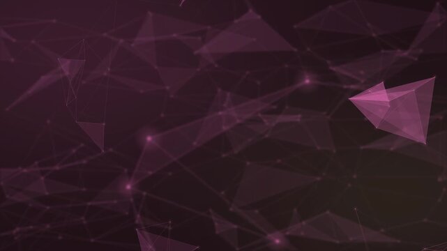Transparent magenta planes and scattered illuminated junctions drift over a dark maroon setting, producing a stylish electronic atmosphere for titles, advertising, and digital storytelling.