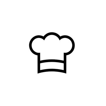 Chef hat line icon isolated on white background for restaurant menu and cooking concept