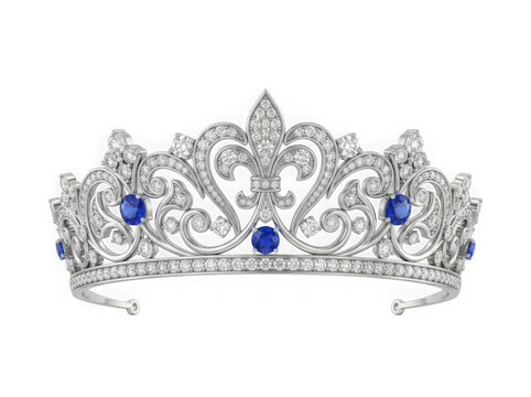 Elegant fleur de lis tiara isolated on transparent