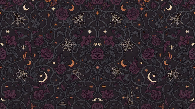 seamless floral pattern with flowers halloween pattern