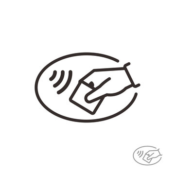 NFC Contactless Payment. Hand Tapping Card Icon. Near field communication sign. Vector illustration