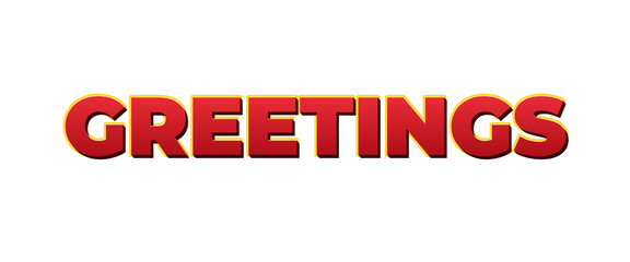 Greetings 3d text banner with bold red letters and yellow trim for holiday card designs. © Asteroid-Art
