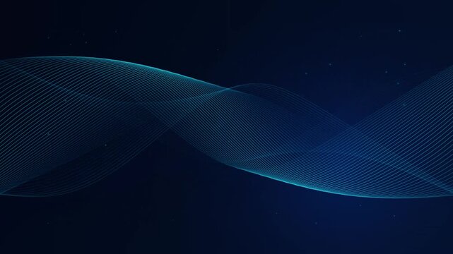 Blue flowing waves abstract background motion graphic.