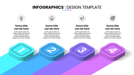 Fototapeta premium Infographic template. 4 squares with numbers and icons