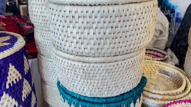 Handcrafted Woven Straw Baskets and Traditional Chaba Containers