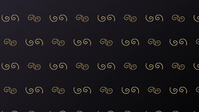 Baroque scroll pattern background in midnight seamless loop