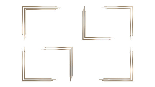 Four refined double-line corner accents for sophisticated layouts, packaging, editorial design and advertising. Isolated on White background.