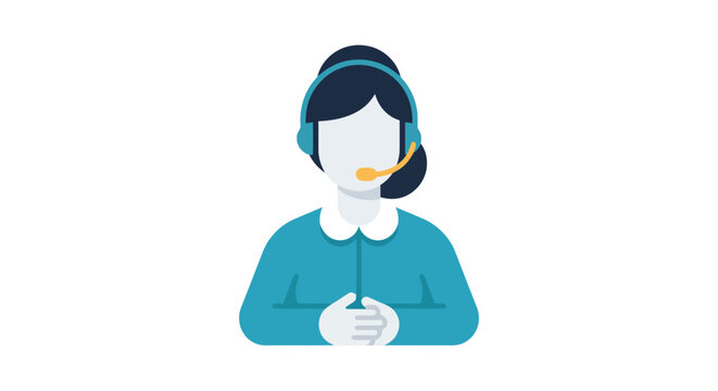 Customer service representative icon with headset on a white background