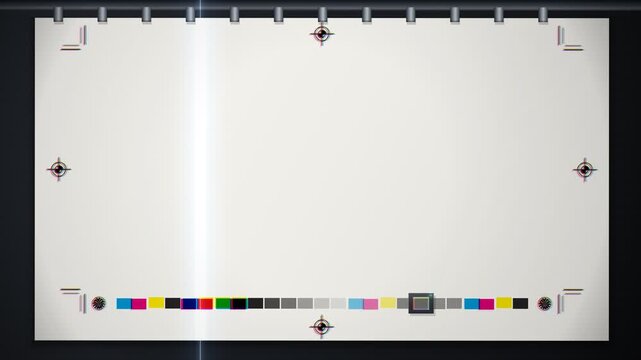 Offset Print Sheet Crop Marks and CMYK Color Bars Seamless Loop