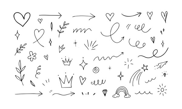 Hand Drawn Decorative Doodle Elements Collection.