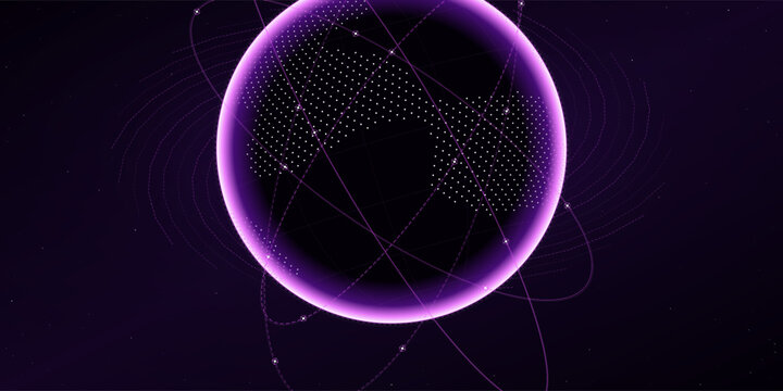 Abstract globe with digital network lines in deep space