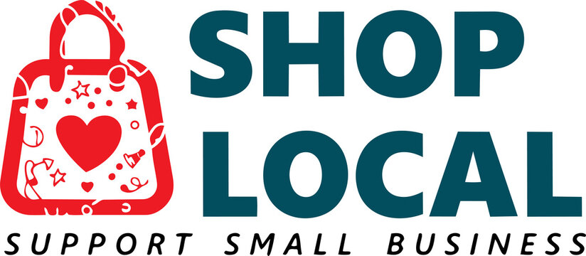 Shop local support small business shopping bag icon vector logo with commerce
