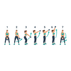 Obraz premium Woman performing kettlebell swing exercise workout guide vector illustration
