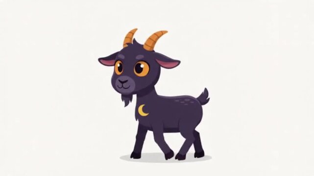 Cute Halloween Goat Cartoon Animation on White Background
