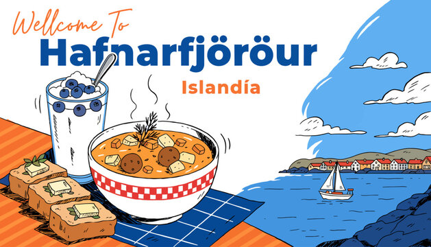 Hafnarfj?r?ur Iceland: Viking Village Landscape, Food & Drink Art