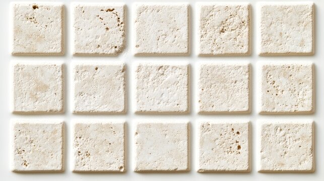Natural beige travertine stone tile grid pattern texture surface design for architectural background and interior decor project